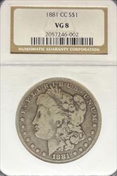 1881-CC Morgan Dollar VG8 NGC