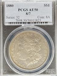 1880 8/7 Morgan Dollar AU50 PCGS