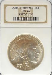 2001-D $1 Buffalo MS69 NGC