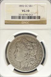 1892-CC Morgan Dollar VG10 NGC