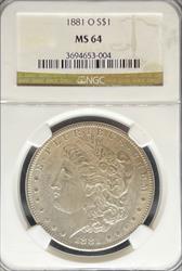 1881-O Morgan Dollar MS64 NGC