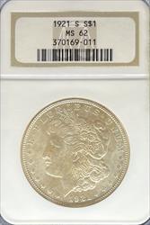 1921-S Morgan Dollar MS62 NGC