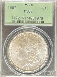 1887 Morgan Dollar MS63 PCGS OGH