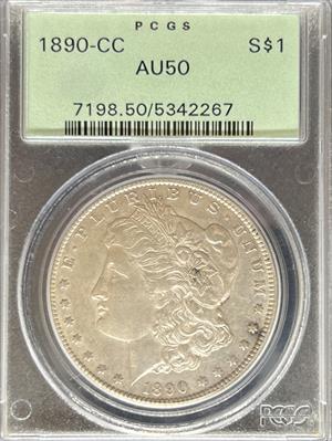 1890-CC Morgan Dollar AU50 PCGS OGH