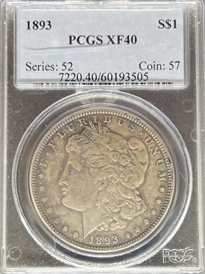 1893 Morgan Dollar XF40 PCGS