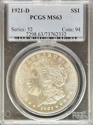 1921-D Morgan Dollar MS63 PCGS