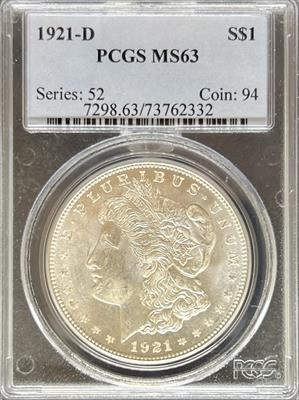 1921-D Morgan Dollar MS63 PCGS