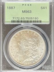 1887 Morgan Dollar MS63 PCGS OGH