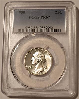 1950 Washington Quarter PR67 PCGS Low Proof Mintage