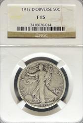 1917-D Walking Liberty Half Dollar F15 NGC Obverse