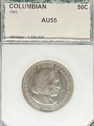 1893 50C Columbian AU55 PCI