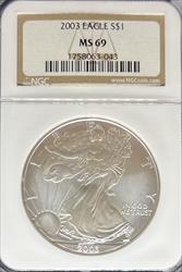 2003 Silver Eagle MS69 NGC