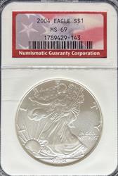 2004 Silver Eagle MS69 NGC