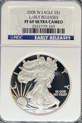 2008-W Silver Eagle PF69UCAM NGC Early Release