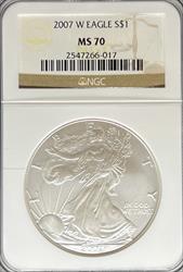 2007-W Silver Eagle MS70 NGC