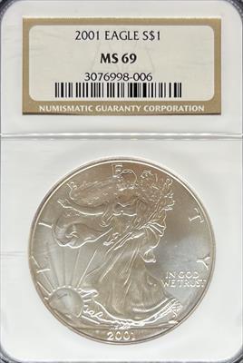2001 Silver Eagle MS69 NGC