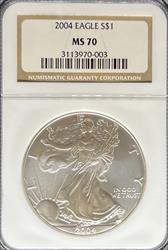 2004 Silver Eagle MS70 NGC