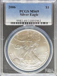 2006 Silver Eagle MS69 NGC