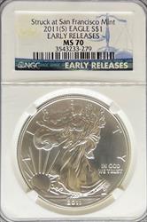 2011-S Silver Eagle MS70 NGC Early Release