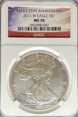 2011-W Silver Eagle MS70 NGC 25th Anniversary
