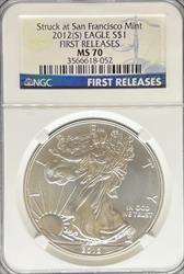 2012-S Silver Eagle MS70 NGC First Release