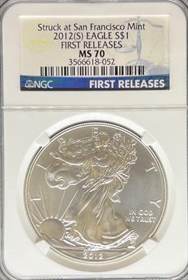2012-S Silver Eagle MS70 NGC First Release