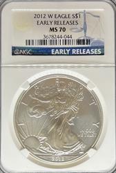 2012-W Silver Eagle MS70 NGC Early Release