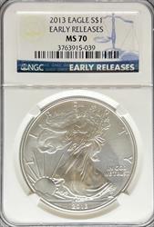 2013 Silver Eagle MS70 NGC Early Release