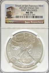2013-S Silver Eagle MS70 NGC First Release
