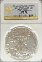 2013-W Silver Eagle MS70 NGC Early Release