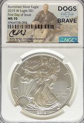 2019-W Burnished Silver Eagle MS70 NGC First Day Issue