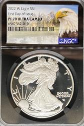 2022-W Silver Eagle PF70UCAM NGC Black Core First Day Issue