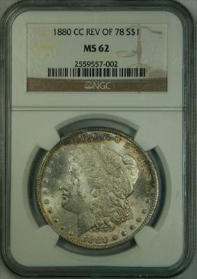 1880-CC Rev 78 Morgan Dollar MS62 NGC VAM-7