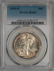 1934-S Walking Liberty Half Dollar MS62 PCGS