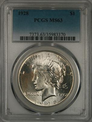 1928 Peace Dollar MS63 PCGS