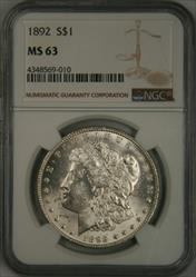1892 Morgan Dollar MS63 NGC