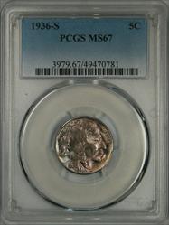 1936-S Buffalo Nickel MS67 PCGS