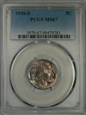 1936-S Buffalo Nickel MS67 PCGS