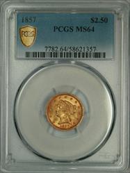 1857 $2.5 Liberty MS64 PCGS