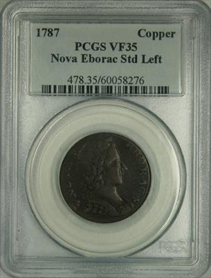 1787 Nova Eborac Colonial Copper VF35 PCGS Seated Left