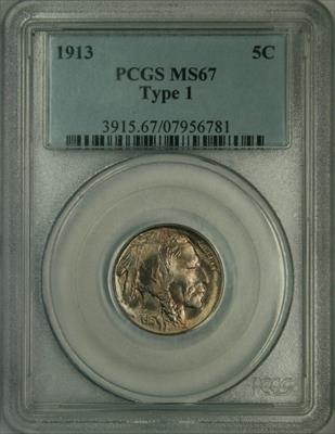 1913 T1 Buffalo Nickel MS67 PCGS