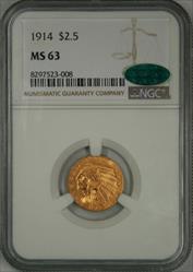1914 $2.5 Indian MS63 NGC CAC