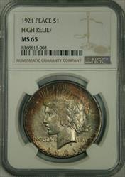1921 Peace Dollar MS64 NGC MS65