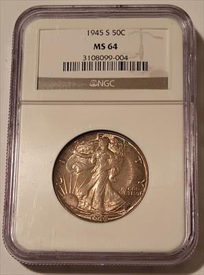 1945 S Walking Liberty Half Dollar MS64 NGC Toned