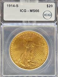 1914-S $20 St Gaudens MS66 ICG