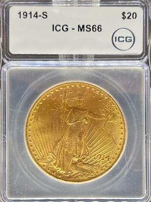 1914-S $20 St Gaudens MS66 ICG