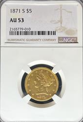1871-S $5 Liberty AU53 NGC