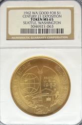 1962 Seattle Washington Token MS65 NGC
