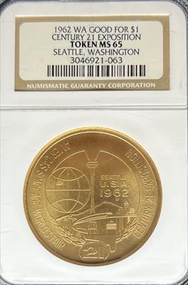 1962 Seattle Washington Token MS65 NGC