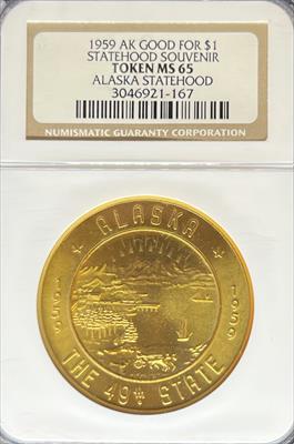 1959 Alaska Statehood Token MS65 NGC